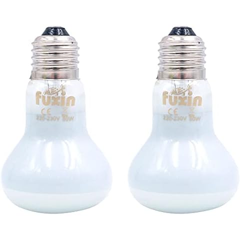ANCLLO 2pcs Reptile Heating Bulbs, Durable Infrared Heat Lamp Warming Light Bulb White Pet Light for Reptile and Amphibian Lizard Tortoise Spider Snake Chameleon 220-230V(50W) Cover