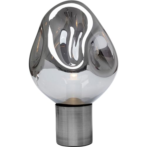 Kare Design Tischlampe Supernova Smoky, 38cm Höhe, Silber, Schwarz, Glas, Stahl, Moderne Tischleuchte, Schlafzimmer, keine Leuchtmittel inklusive, 38x25x25 cm (HxBxT)