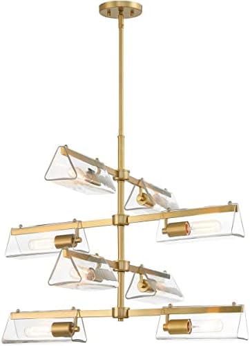 DESIGNERS FOUNTAIN Latitude 8 Light Chandelier, 28.5 Inch Ceiling Fixture for Kitchen, Dining Room, Bedroom, and Living Room, Brushed Gold, D279M-8CH-BG