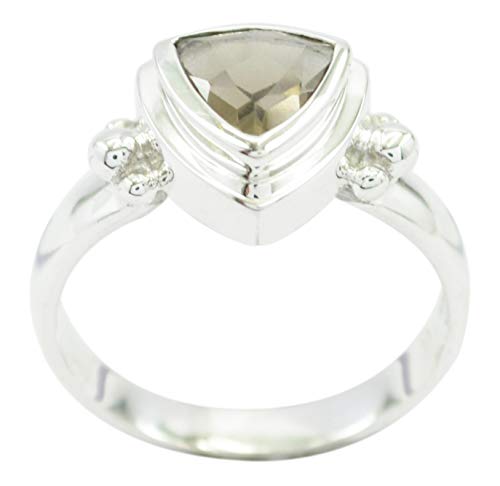 Bague en argent sterling 925 avec véritable pierre brune naturelle pour femme