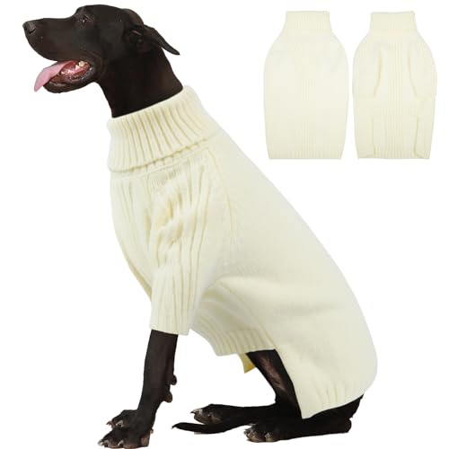 Image of IECOii Great Dane Sweater,Extra Large Dog Sweaters for Giant Breed Dogs 4XL | Turtleneck Stretchy Pullover, Thermal Knitted Clothes for Great Dane, Doberman, Mastiff, Easy On Cold Weather Wear, XXXXL