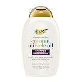 OGX Coconut Miracle Oil Shampoo (385 ml), feuchtigkeitsspendendes Haarpflege Shampoo mit Kokosöl & Vanilleextrakt, Locken Shampoo ohne sulfathaltige Tenside für strapaziertes & trockenes Haar