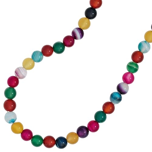 6mm Edelstein Kette Halskette Collier Achate Kugel bunt endlos Kinder 38cm