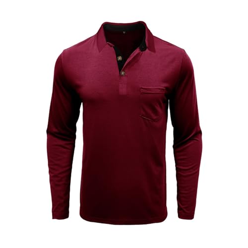 Polo homme manches longues classe en maille premium rouge jiu red XXL