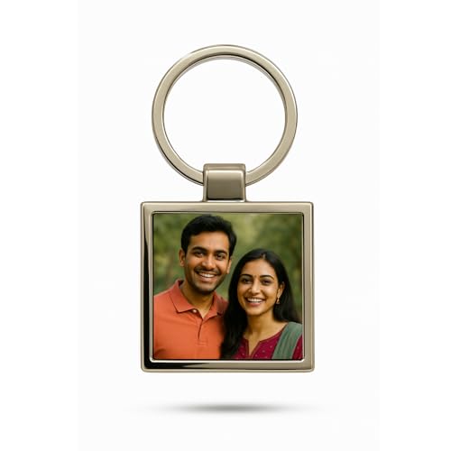 magical gifts Customized Keychains, Unique Personalized Key RIngs and Charms with Your Photos/Name/Design for Bags/Bikes/Car and Gifting Purposes (Metal, Big Square)