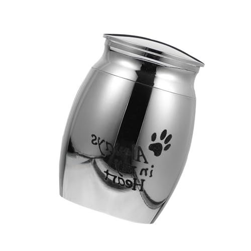 BESTonZON Urne Funéraire pour Animaux de Compagnie en Acier Inoxydable Argenté Mini-Urne Compacte pour Cendres Boîte de Crémation Solide et Portable pour Souvenir et Conservation