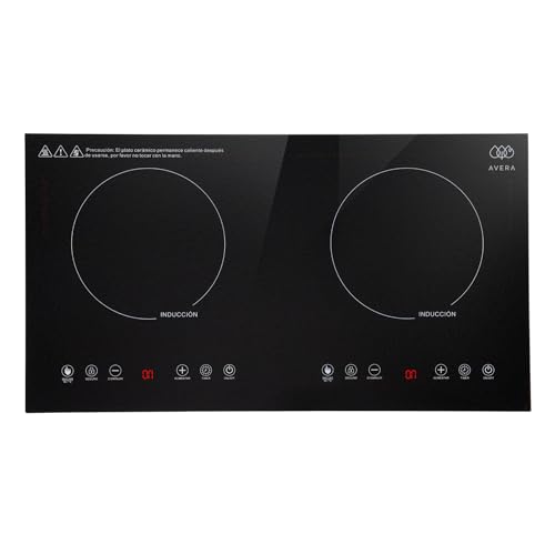 Opiniones y reviews de Estufa Electrica Precio del mes. 47 AVERA Parrilla eléctrica de inducción horizontal 2 quemadores, Superficie de vidrio vitrocerámico 68 cm, 2000 W, 120 V, 8 niveles de temperatura 80 a 240°C, Sobre encimera y...