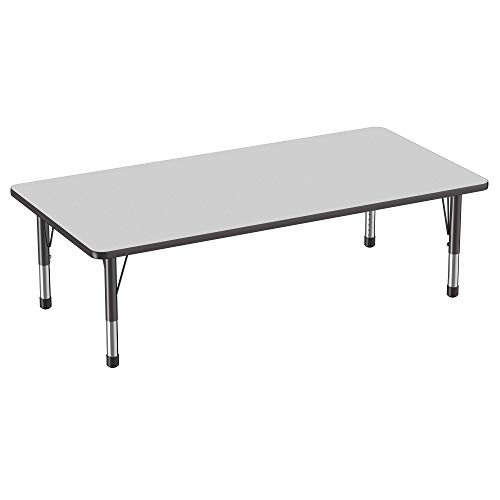 FDP 36" x 72" Rectangle Table with Chunky Legs - Gray/Black, 10037-GYBK