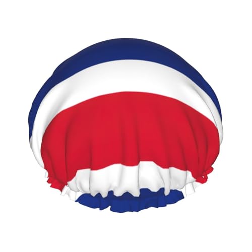 Gorro de ducha de doble capa con estampado de bandera de Costa Rica, reutilizable, ligero, suave y ajustable para mujeres y hombres