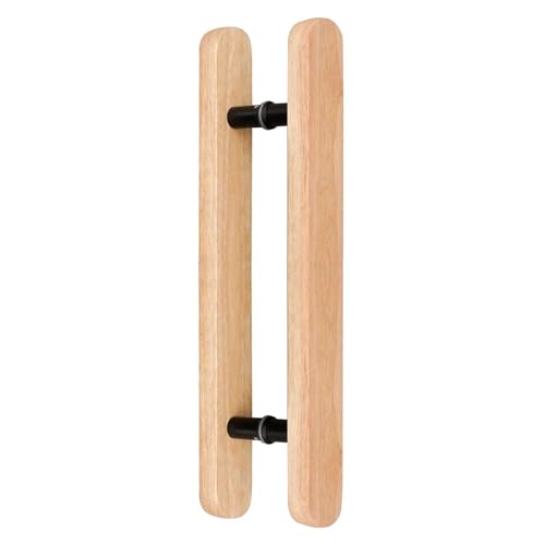 Nuxipal Wood Glass Door Handle 16in,Sauna Room Handle Double Sided Push Pull Door Handles,H Shape Wooden Sliding Barn Door Handle,Indoor Outdoor Commercial Push Handle Set
