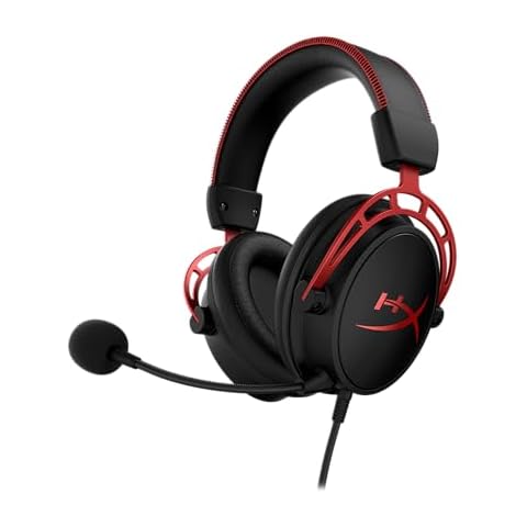 HyperX Cloud Alpha - Gaming Headset, Dual Chamber Drivers, Legendary Comfort, Aluminum Frame, Detachable Microphone, Works on PC, PS4, PS5, Xbox One/ Series X|S, Nintendo Switch and Mobile – Red Cover