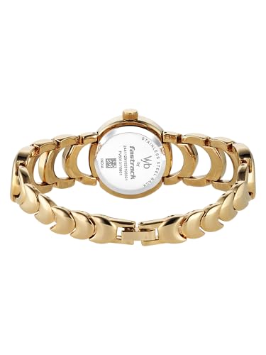 Image of Fastrack Vyb Bliss with Quartz Analog Green Dial Gold Alloy Strap Watch for Girls - FV60131YM01W