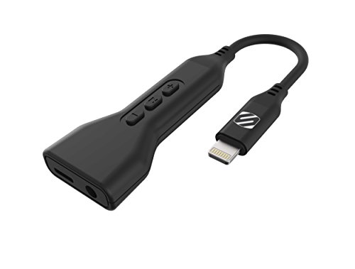 SCOSCHE I3AAP Apple Certified StrikeLine Headphone Adapter with Female 3.5mm Aux Input and Charging Port for Apple Lightning Devices, Black