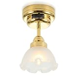 Toyvian Doll House Led Chandelier: 1 12 Scale Miniature Ceiling Lamp Dollhouse Furniture, Flower Shape Light Tiny Light up Lamp Craft for DIY Mini Living Room Bedroom Scene