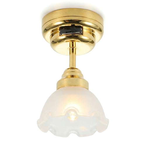 Toyvian Doll House Led Chandelier: 1 12 Scale Miniature Ceiling Lamp Dollhouse Furniture Flower Shape Light Tiny Light up Lamp Craft for DIY Mini Living Room Bedroom Scene