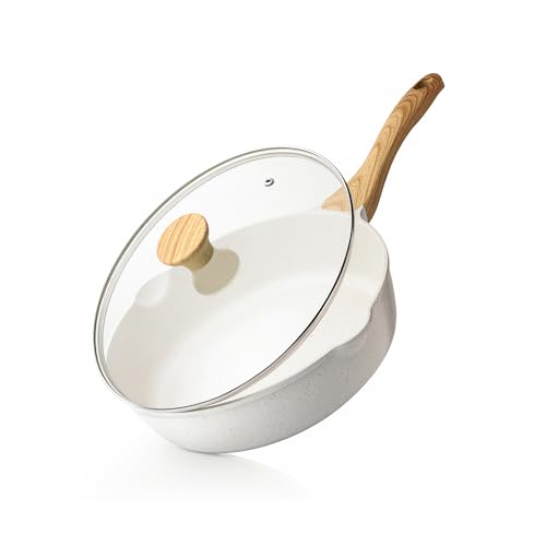 SENSARTE 深型フライパン 28cm 蓋付き マーブルコート IH/ガス火対応 炒め鍋 焦げ付きにくい お手入れ簡単 中華鍋 こびりつきにくい 高熱効率 一年保証 ホワイト SENSARTE 深型フライパン 28cm 蓋付き マーブルコート IH/ガス火対応 炒め鍋 焦げ付きにくい お手入れ簡単 中華鍋 こびりつきにくい 高熱効率 一年保証 ホワイト