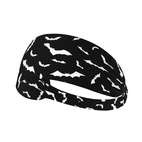 Halloween Cool Black Bat Sports Headbands for Men and Women Sweatbands for Moisture Wicking Suitable for Fitness Running Cycling Hiking Yoga Football Exercise