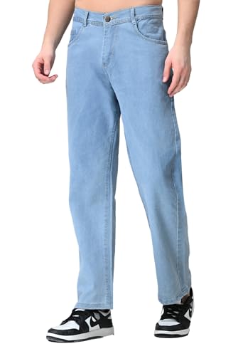 Image of Comfits Men's Loose Fit Baggy Jeans, Sky Blue, Straight Leg, Casual Denim