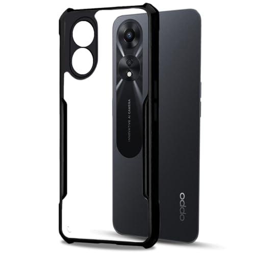 Image of amazon basics Hybrid Camera Protection Transparent Hard Back Case Cover for Oppo A78 5G (Sides Black)