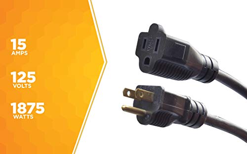 Woods PRO Medium Duty Extension Cord - 14/3 Gauge - Oil Resistant Vinyl Jacket - Versatile Use - Flexible All-Weather Cord - UL Listed - Black Cord - 50 Foot Length