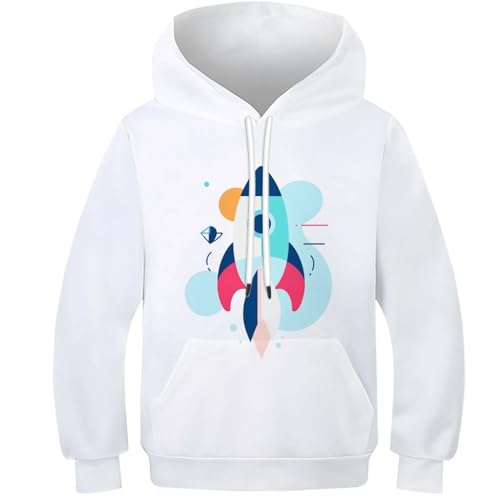 Sweat à capuche ado garçon 13-15 ans avec motif fusées colorées et poche avant