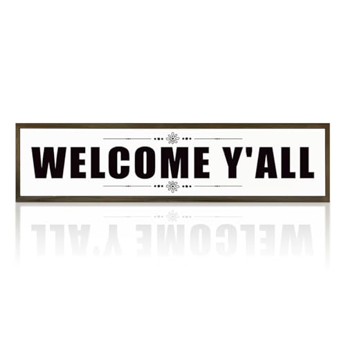 Welcome Decoration for Front Door Porch Indoor Outdoor, Decorative Wooden Table Sign, Home Decor Accent, Housewarming Gift, Farmhouse Decor for Porch, Welcome Y'all Signs, Family Wood Sign