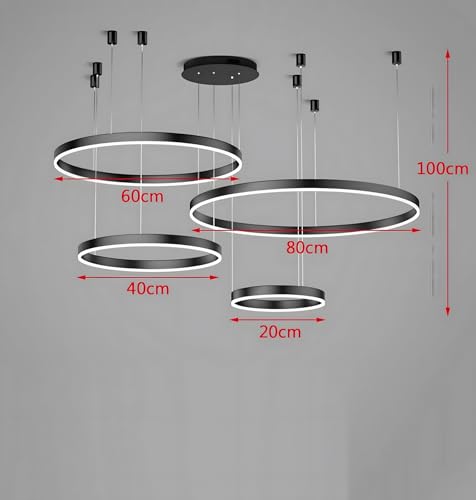 Lustre LED Moderne Intensité Variable Télécommande Plafonnier Noir - 2