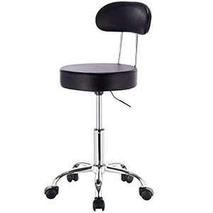 eSituro SBST0181 1 x werkkruk, rolkruk, draaikruk, in hoogte verstelbaar en 360 graden draaibaar, met gevoerde…