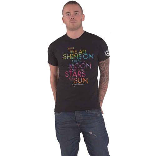 Image of John Lennon Men's Shine On Regular Fit Crew Neck Short Sleeve T - Shirt, Black (Black Black), XX-Large (Manufacturer Size:XX-Large)