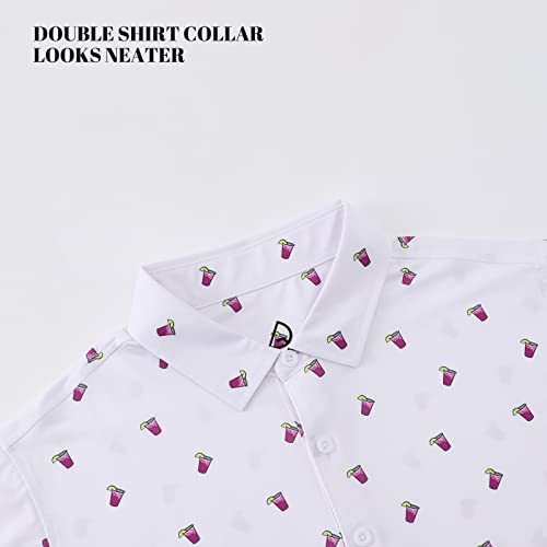 Deolax Mens Polo Shirts Moisture Wicking Dry Fit Performance Mens Golf Shirt Regular Fit Fashion Print Short Sleeve Polo White #TOP4