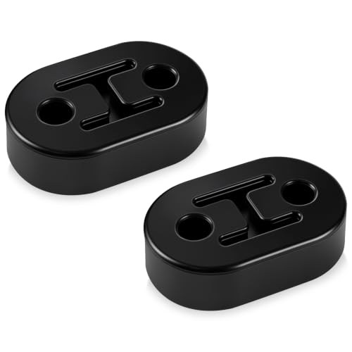 SINGARO Rubber Exhaust Hanger Muffler Exhaust System Heavy Insulator Support Bushing Installation 2 Holes 0.47 Inch High-Density Tailpipe Damping Hanger (2PCS Black)