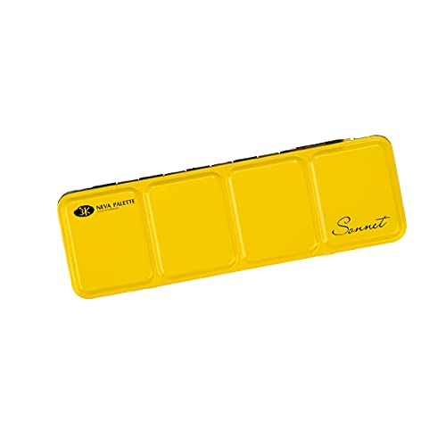 Estojo de Metal para Aquarela Pastilha White Nights Para 21 Pans Amarelo