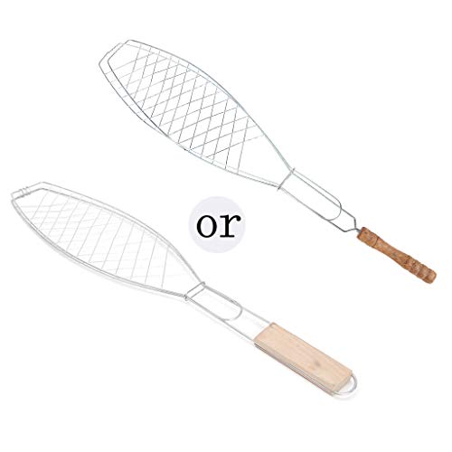 Riiichflowshop Cesta para Asar Pescado asa de Madera Suministros para Asar de Hierro para Viajes al Aire Libre y campamentos PP
