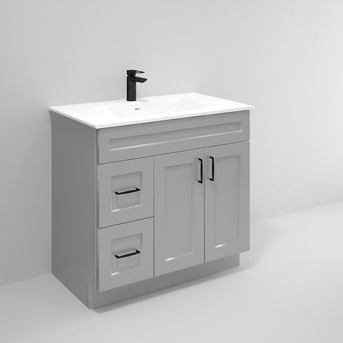 36-Shaker-Bathroom-Vanity-Sink-Base-with-Drawers-Ready-to-Assemble-Light-Grey-Shaker-Vanity-Base 36 Shaker Bathroom Vanity Sink Base with Drawers Ready to Assemble Light Grey Shaker Vanity Base