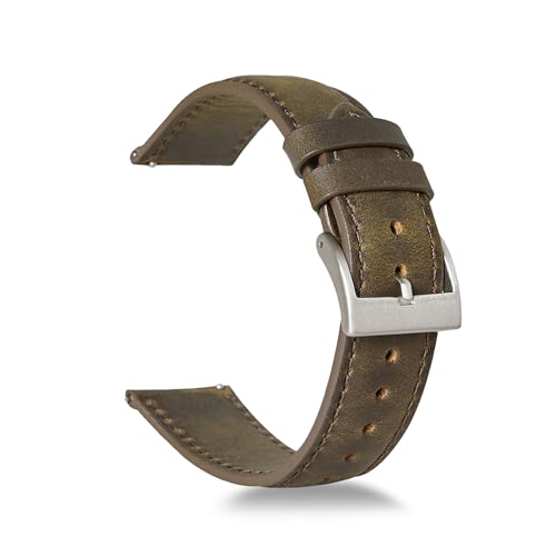 Jeereal Quick Release | Leather Watch Bands | Vintage Genuine Leather Watch Straps for Men Women- 18mm 20mm 22mm (22mm, Dark Khaki)