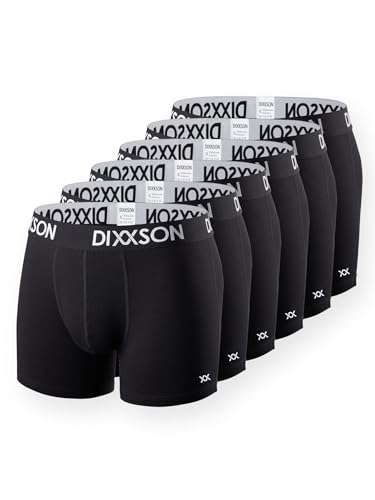 DIXXSON Boxershorts Herren 6 er Pack Atmungsaktiv im Schritt perfekte Passform Baumwolle Unterhosen Männer (XL, Black)