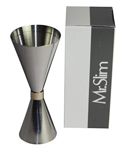 Mr Slim Jigger Cocktail-Dosierer für Alkohol, silberfarben, 30 - 60 ml, hergestellt in Japan (7 Farben und 3 Größen erhältlich)