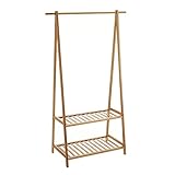  Perchero con Zapatero de 2 estantes de bambú Natural de 90x42x43 cm - LOLAhome