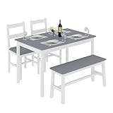 Dining Table Set for 4, Kitchen Table with 2 Chairs and a Bench, Space-Saving Dining Set, for Small Space, Dining Room, Apartment, Living-Room, Restaurant