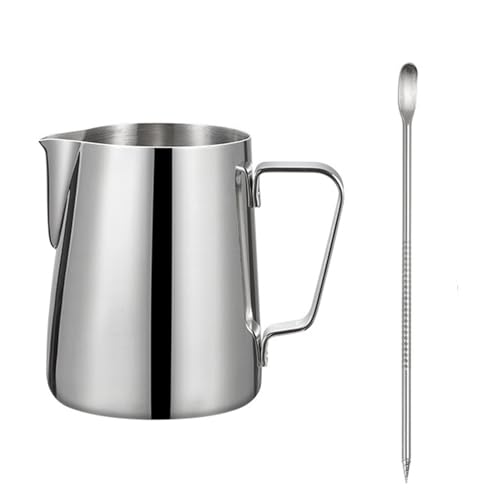 Jarsense Milk Jug, Stainless Steel Milk Frothing Jug, 350ml Milk Steam Jug Coffee Jug with Measurement Mark