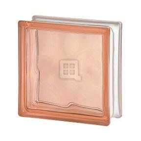 7.5 x 7.5 x 3 Basic Wave Pink Color Glass Block