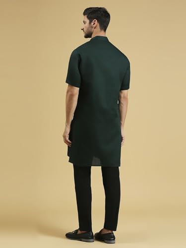 Image of Rajubhai Hargovindas Men's Pure Cotton Woven Design Half Sleeve Kurta