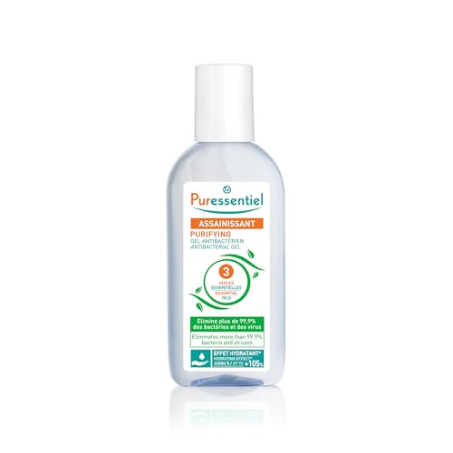 Image of Puressentiel Purifying Antibacterial Gel 80 ml with 3 Essential Oils – Non-drying formula with Aloe Vera – Eliminates 99.9% of bacteria and viruses – Cleanses without water, soap or rinsing