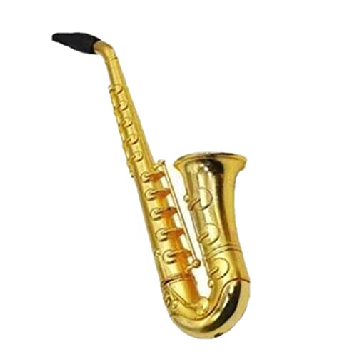 ONE BEST DEAL Pipa de fumar de saxofón de metal con 5 pantallas, tamaño de bolsillo, pipa de cigarrillo, hoja, tabaco, pipas duraderas, perfectas para fumadores de tabaco Cover