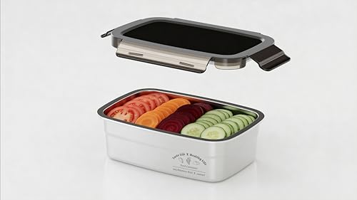 Image of Stainless Steel Fridge Storage Box Set - Food Grade, Leakproof Kitchen Organizer, Freshness Locking, Microwavable & Freezer Safe - Silver with Lid (1000 ML - 3 Pcs)