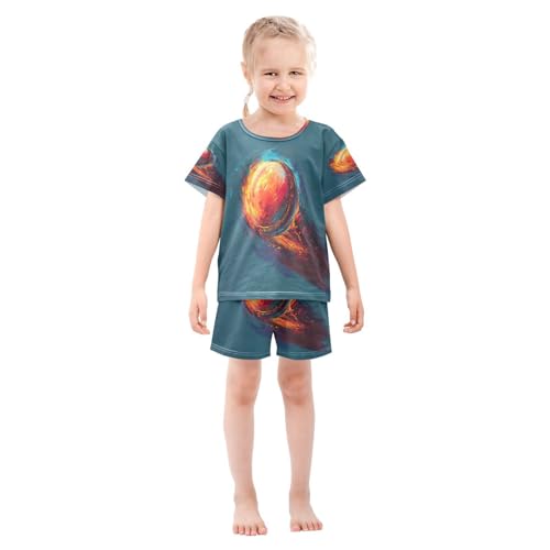 senya Short Sleeve Pajamas Sets Summer Cotton Sleepwear Flaming Cricket Ball3