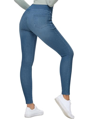 THE GYM PEOPLE Women's High Waisted Jeggings Pants Stretchy Tummy Control Skinny Jean Leggings with Pockets2