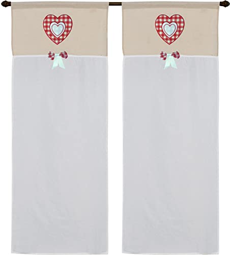 coppia di tendine a vetro da cucina a pannello con passante art MARYLAND tessutto effetto lino seta in poliestere per finestra e porta finestra in salotto cucina bagno mis 60x240cm cuore bordò
