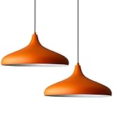 🔰 Material & Farbe: Material die Pendelleuchte Skandinavisch ist Metall. Durchmesser ist 30 cm und Höhe der Hängelampe Wohnzimmer ist 20 cm. Farbe der Küchenlampe Deckenleuchte ist Orange. Die Innenseite des Lampenschirms ist weiß.