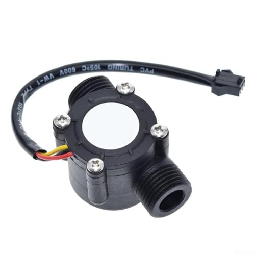 YF-S201 Water Flow Sensor G1/2 Interface, Hall Effect Turbine Flow Meter for DC 12V Liquid Control, Stainless Steel Shaft Leak-Proof Design, ROHS Compliant Industrial Switch(Black)